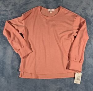 Moa Moa Girls Medium Coral Long Sleeve Pullover Top High Low Hem NWT